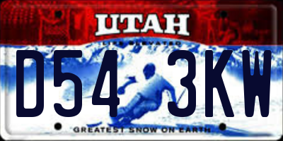 UT license plate D543KW