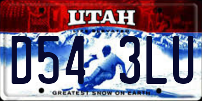 UT license plate D543LU