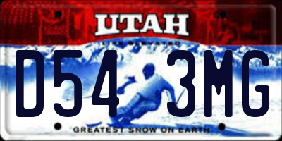 UT license plate D543MG