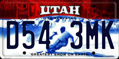 UT license plate D543MK