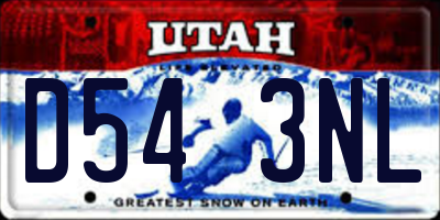 UT license plate D543NL