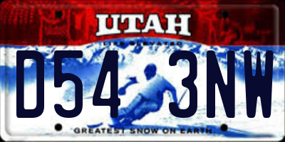 UT license plate D543NW