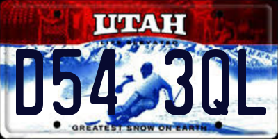 UT license plate D543QL