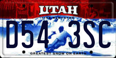 UT license plate D543SC