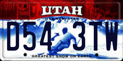 UT license plate D543TW