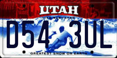 UT license plate D543UL