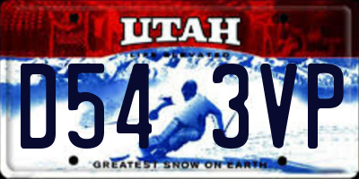 UT license plate D543VP