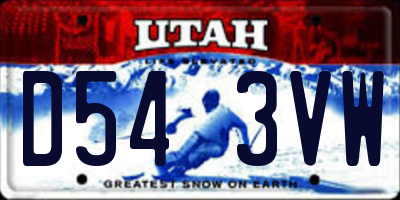 UT license plate D543VW