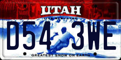 UT license plate D543WE