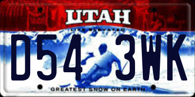 UT license plate D543WK