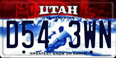 UT license plate D543WN