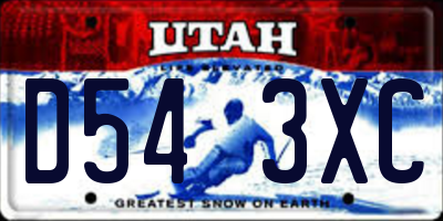 UT license plate D543XC