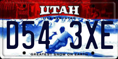 UT license plate D543XE