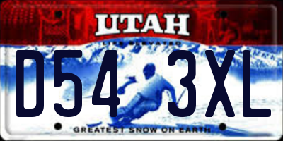 UT license plate D543XL