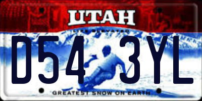 UT license plate D543YL
