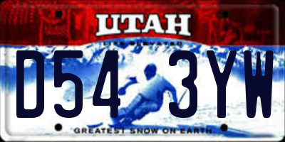 UT license plate D543YW