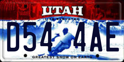 UT license plate D544AE