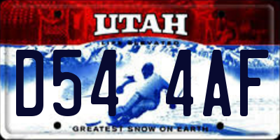 UT license plate D544AF