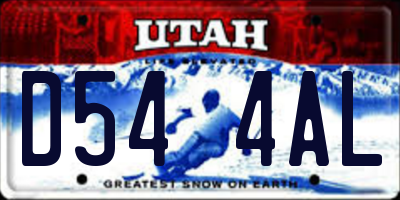 UT license plate D544AL