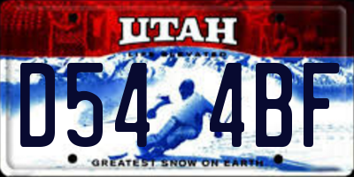 UT license plate D544BF