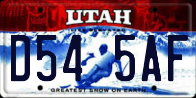 UT license plate D545AF
