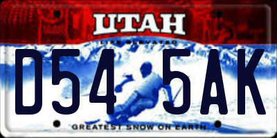 UT license plate D545AK