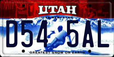 UT license plate D545AL