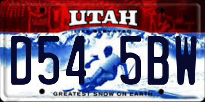UT license plate D545BW