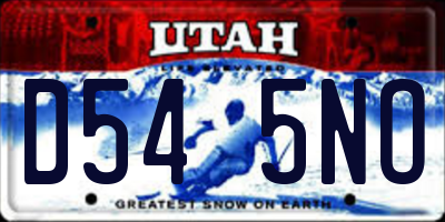 UT license plate D545NO