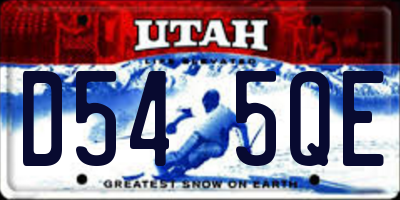 UT license plate D545QE