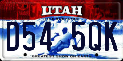 UT license plate D545QK
