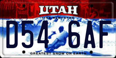 UT license plate D546AF