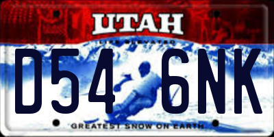 UT license plate D546NK