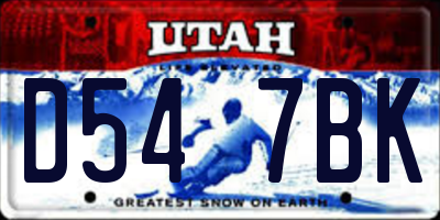 UT license plate D547BK