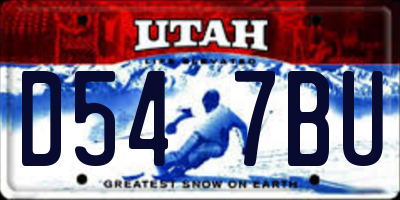 UT license plate D547BU
