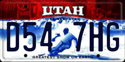 UT license plate D547HG