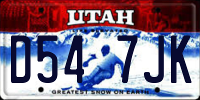 UT license plate D547JK