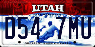 UT license plate D547MU