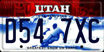 UT license plate D547XC
