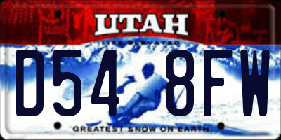 UT license plate D548FW