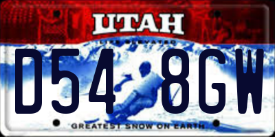 UT license plate D548GW