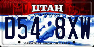 UT license plate D548XW