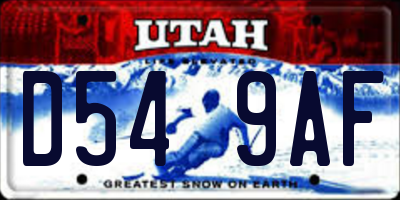 UT license plate D549AF