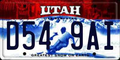 UT license plate D549AI