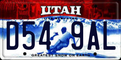 UT license plate D549AL