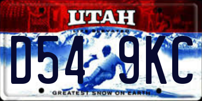 UT license plate D549KC
