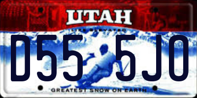 UT license plate D555JO