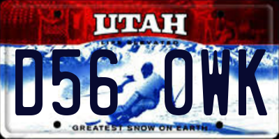 UT license plate D560WK