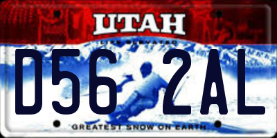 UT license plate D562AL