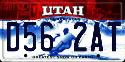 UT license plate D562AT